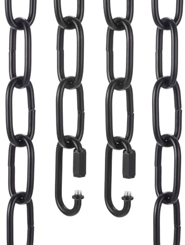 sourcing map 3ft Lighting Hanging Chain, 4mm/0.16 Looping Metal Pendant Chandelier Chain Extension with 2 Quick Link Lock for Hanging Plant Pendant Chandelier Light Fixture, Black