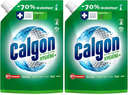 Calgon - Recharge gel hygiène plus - protège des odeurs, du calcaire et des résidus - 1,2L (Lot de 2)