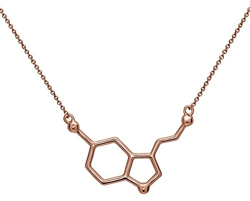 Serotonina Molecola Pendente Ciondolo con Collana | realizzato in argento sterling 925, placcato Oro e Oro Rosa | by Serebra Jewelry (Placcato oro rosa)