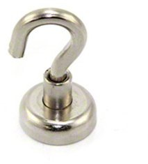 first4magnets Magnet de Sujeción de Neodimio Con Gancho M4 Para Colgar, Sostener O Mostrar Elementos - 16mm de Diámetro x 32mm de Alto - 9.7kg - Paquete de 40