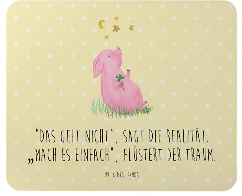 Mr. & Mrs. Panda Mousepad Schwein Glück - Geschenk, Mouse Pad, Schweinchen, Motivation, pc mauspad, Lustige Sprüche, Glücksbringer, Laptop, Träume, Sterne, Computer