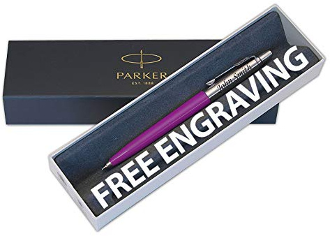 Parker Jotter Kugelschreiber, mit Gravur der 90erJahreEdition, mittelgroße blaue Tinte, perfektes Geschenk für Abschlussfeiern, Geburtstage, Abschiedsgeschenke, Gravur Ihres Namens oder eines