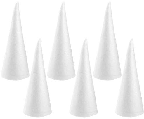 Holibanna Schaumkegel Styropor kegelförmigen Handwerk weißen Weihnachtsbaum Tisch Herzstück Blumenschmuck Requisiten 6pcs 24cm