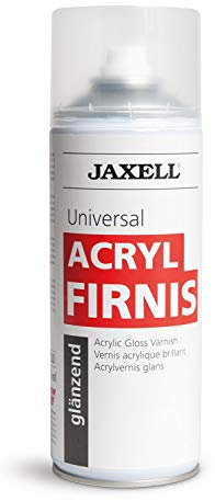 Honsell Jaxell Universal Acrylfirnis Glänzend, Sprühdose mit Inhalt, alterungsbeständiger Schutzüberzug für Acryl, Öl und Temperafarben, Schnell Trocknend, Farblos, Bunt, 400 ml (1er Pack)