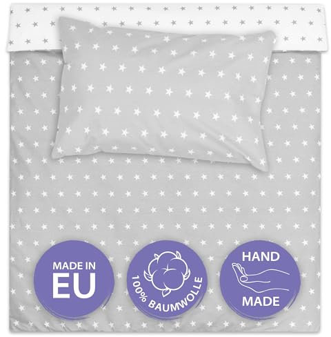 Totsy Baby Copripiumino lettino neonato 90x120 cm - Cotone parure di copripiumini bambino e bambina per culla Set lenzuolo per piumino 90 x 120 cm con federe 60 x 40 cm Oeko-Tex