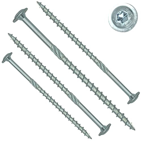 Holzbauschrauben mit Tellerkopf - 8x400 mm - 4 Stück - T40 - kopfverstärkt - Stahl galv. verzinkt - SC-Normteile