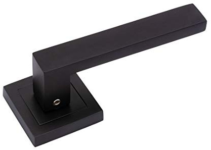 Golden Grace Delta Lever Latch Door Handles, Back Plate Size 53mm x 53mm | Supplied with fixing screws and an Allan key for quick setup on internal wooden doors, with a sleek matte black finish.