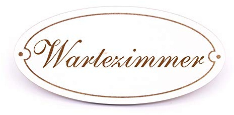 Schild Türschild Oval - Wartezimmer - selbstklebend graviert Dekoschild 15x7cm