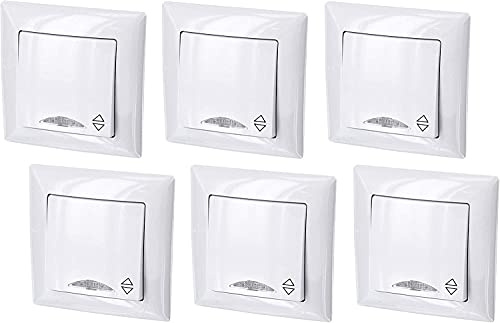 6er Pack, Unterputz Wechselschalter, LED, All-in-One, Serie G1 reinweiß