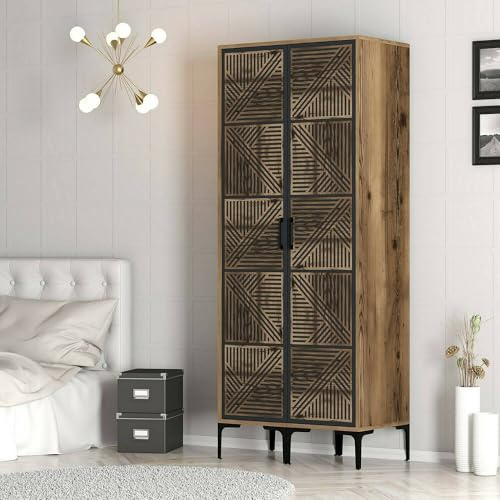 Dmora Kleiderschrank 2 Türen Alkaid 80x201,4 cm Braun