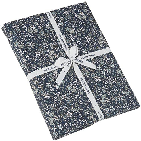ENGLISH HOME Bettüberwurf aus Baumwolle, Atmungsaktiv, Gesteppt, Florale Tagesdecke, Leichte Überwürfe, Tagesdecke für Bett, Couch, Sofa, Fleur de Nuit, 150x220 cm, Marineblau