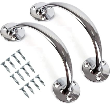 TERF® Heavy Duty Vintage Style Bow Door Pull Handle Chrome 150mm (6 inch) Including Fixing Screw for Kitchen Cupboard Cabinet Drawer Door Pull Handle - Pack of 2