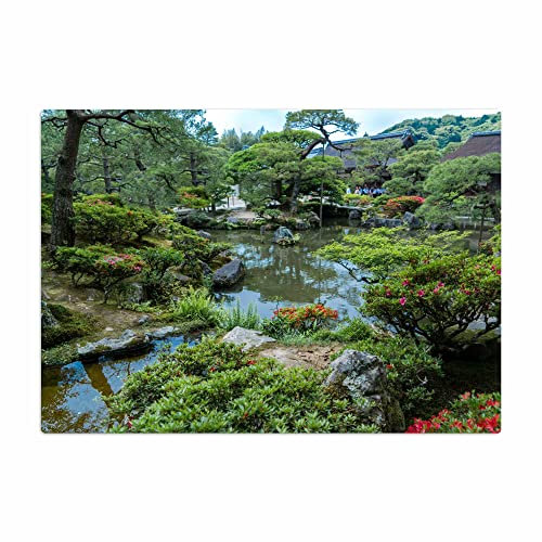 Vero Home 14365 Glas-Schneidebrett | Motiv Natur Japanischer Garten | rutschfest, kratzfest und lebensmittelecht | Maße: 39 x 29 cm