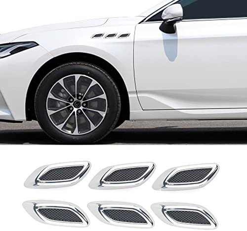 curboom 6pcs Car Fender Trim Decorative Intake Universal Auto Air Flow Bumper Side Vent Decal Scoop Hood Spolier Door Carbon Fiber ABS Chrome Silver Exterior Glossy Black Sticker for Most Cars…