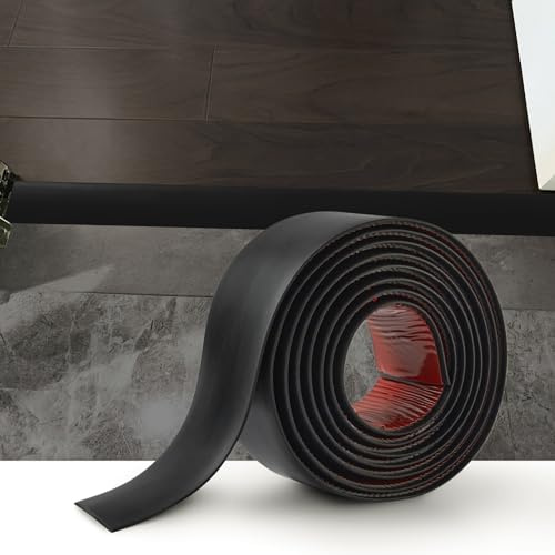 4M Flacher Bodenübergangsleiste Selbstklebender Übergangprofil Türschwellen-Übergangsvinyl Laminat-Bodenbelagsleisten Bodentrennstreifen Fußböden Abdeckleisten, 4cm Schwarz
