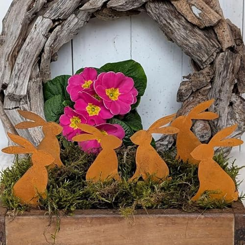 Storm's Gartenzaubereien Gartenstecker - Osterhasen 6er Set zum Basteln 12 cm groß für die Osterdekoration