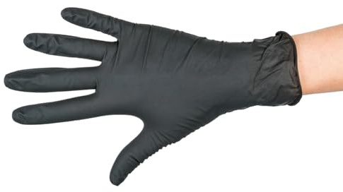Black Disposable Vinyl Examination Gloves | Medical | Industry | Hair, Beauty | Food | Janitorial | Powder Free | Latex Free | 1 Box of 100 (Black, Medium)