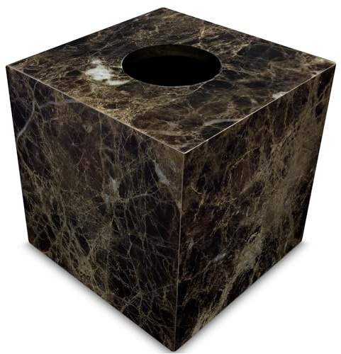 Taschentuchbox-Abdeckung aus natürlichem Marmor, exquisiter quadratischer Marmor, elegante und luxuriöse Dekoration für Badezimmer, Zuhause und Büro (braun)