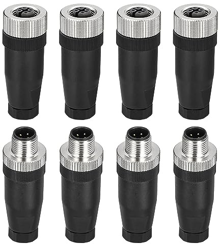 QUARKZMAN 4 Pin M12 Maschio & Femmina Aviazione Filo Connettore 4 Set IP67 | Impermeabile Circolare Connettore per Network Strumenti Computer