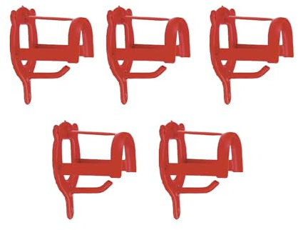 Brama West 5 Stück Trensenhalter Pferd - mit Zusatzhaken - zum Aufhängen von Trensen Halfter Kandare - Metall - Rot