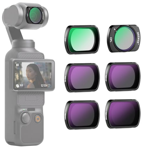NEEWER Magnetisches ND CPL UV Filterset, kompatibel mit DJI Osmo Pocket 3 / Pocket 4 / Xtra Muse, 6er Pack HD UV Neutraldichtefilter ND16, ND32, ND64, ND256 und zirkularer Polarisationsfilter