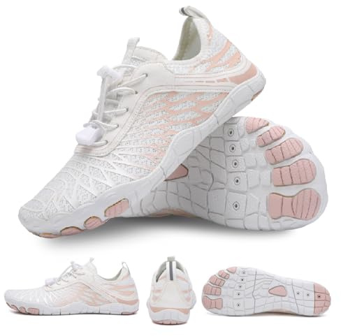 Hike Barefoot Shoes for Women Men, Pro Barefoot Shoe with Wide Toe Box for Hiking, Walking, Healthy & Non-Slip Lightweight Breathable Water Shoes Unisex White 38