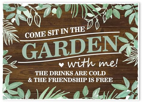 Red Ocean Garden Sign and Plaques Come Sit In The Garden Wall Sign Garden Sign For Outdors Shed Plaques Alcohol Sign Summerhouse Sign Friendship Gifts For Women Her