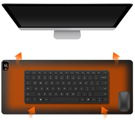 Dhqkqg Beheizte Schreibtischunterlage, Beheizte Mauspads, Smart Tischunterlage Beheizte, mit 3 Heizstufen & 3 Timerfunktionen, für Zuhause/Büro, 80x33cm