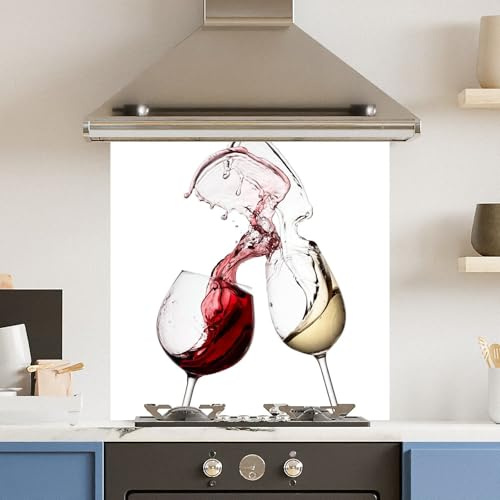 Toughened 6mm Glass Kitchen Splashback 60 x 60cm White Wine Glass - Polished Heat Resistant Back Splash for Cookers Hob