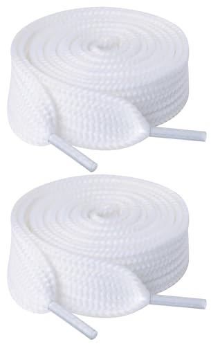 Cncedi Shoe Laces 20mm, Wide Flat Shoelace Campus 00s Laces Trendy Retro for Trainers Sports Canvas Casual Shoes Adults Kids White