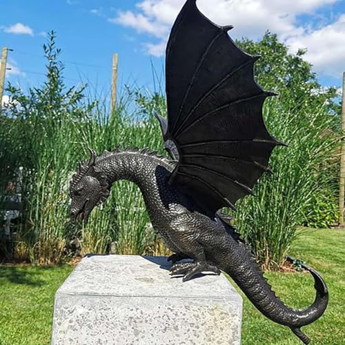 KENANLAN Drakfontänstaty, trädgårdsstaty, vattenspel, drakfontän för utomhusbruk, drake pysseldekoration för trädgårdsfontän, ornament, tillbehör för utomhusbruk