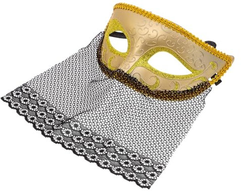 Alipis Masque De Mascarade Vénitien Avec Voile En Dentelle Pour Hommes Demi-visage Masque De Fête Dhalloween