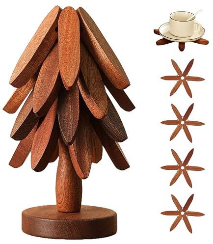 ARTFILIF Tree Coaster Hot Pan Trivet Set, Natural Wood Pad for Dining and Kitchen, Tree Trivets for Hot Dishes, Wooden Trivet Tree, Wooden Placemats, Pot Holders, Hot Stands, Coffee Coasters