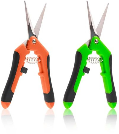 2 Stücke Gartenschere Ernteschere Blumenschere mit Griff Ergonomisch, Trimmschere Pflanzen, Pflanzenschere, Gerade Kopf Kleine Gartenschere, Baumschere für Bonsai Pflanzen Blumen Ernte Obst