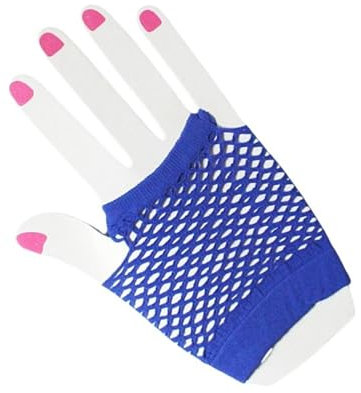 JekyTMP 2 Paar Fingerlose Netzhandschuhe Damen Fischnetz Handschuhe Netz Armstulpen Netzärmel Fishnet Gloves Rock Handschuhe Mode Opernhandschuhen Spitzenhandschuhe für Hochzeiten Opern (Königsblau)