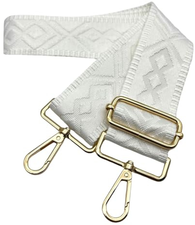 Verstellbarer Taschengurte Breit, 5cm Schultergurt für Tasche, Taschengurte zum Wechseln Goldener Karabiner Schulterriemen, Umhängegurt fur Damen Handtaschen Crossbody DIY, (Weiß) 3