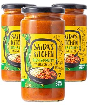 Saida's Kitchen | Rich & Fruity Moroccan Tagine Cook-in Sauce 3 x 370g jar. Authentic Gluten free, Vegan, ready to serve sauce with No added sugars
