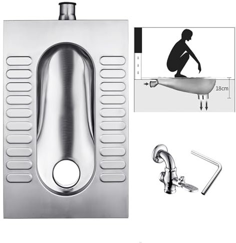 XAoSCd Toilettes À La Turque en Acier Inoxydable 304, sans Odeur, Parfaites pour Les Salles De Bains Publiques Et Commerciales, C,B