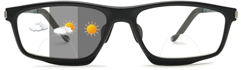 Lanomi Selbsttönende Bifokal Lesebrille für Damen Herren Bifocal Photochrome Lesesonnenbrille mit UV400 Schutz