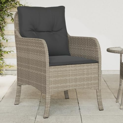 Gartenstühle mit Kissen 2 Stk. Hellgrau Poly Rattan,jiangboyue-365150