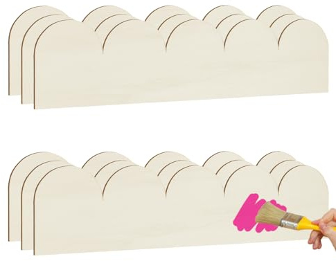 Lot de 6 moulures décoratives festonnées en bois brut pour maison, mur, fenêtre, armoire, étagère, cadres de porte, décoration (40 x 10,2 cm)