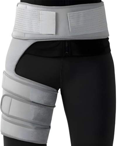 GMHLLES Hip Support for Men and Women Grey Hip Brace Sciatica Belt for Sciatica Pain Relief Thigh Support Adjustable Suitable for Reducing Muscle Fatigue and Relieving Support