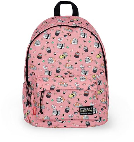 Legami - Zaino Per Scuola My Backpack, Sushi Cat, Cartella Scuola Foderata e Imbottita, Chiusura a Zip, Tasca Interna per Laptop e Tablet, Utilizzabile per viaggiare 32 L, 35 x 45 x 20 cm