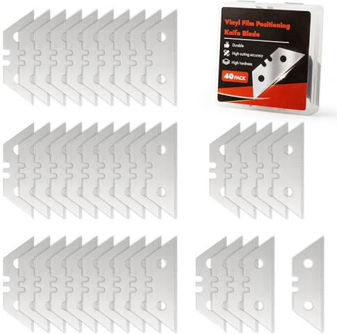 Gomake Vinyl Wrap Cutter Car Coating Film Window Tint Cutting and Trimming Alloy Roller Positioning Knife Replacement Blades -40 Packs (Replacement Blades)