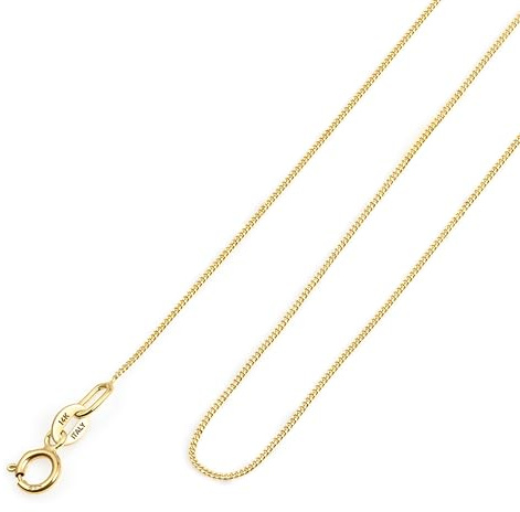Amberta Äkta Gul 14K 18K Guldkedjor för Kvinnor och Män | Supertunn, Elegant & Robust Box Curb‑ och Singapore‑kedja Fin Choker 40/45/50 cm: 14K Guld Curb‑kedja för Kvinnor 50 cm