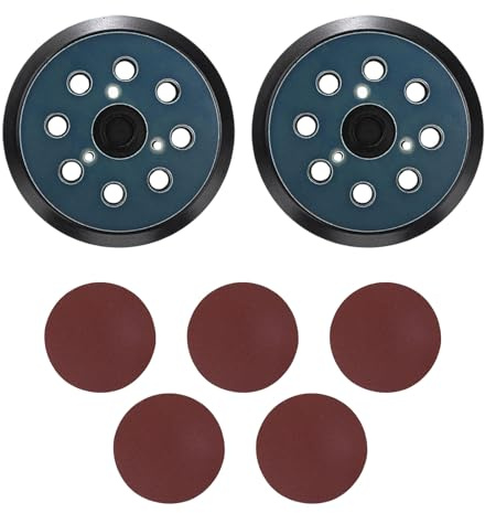 2 PCS 5 Inch 8 Hole Sanding Discs for Orbital Sander, Orbital Sander Pads for Makita M9204 BO5030 BO5031 DBO180Z BO8041 DBO180RMJ BO5041 BO5010 BO5011 BO5012, With 5 Flocking Sandpaper