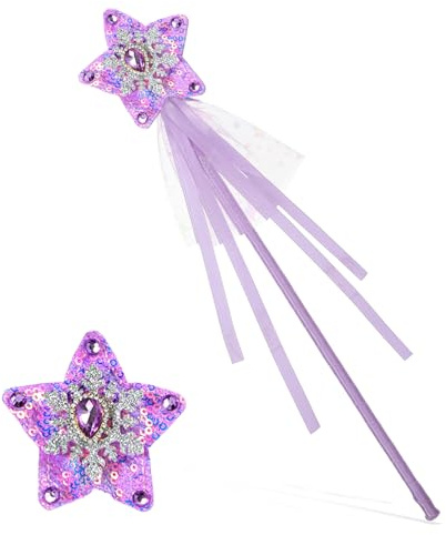 Yuomeaz 2 bastoncini di fata, viola principessa, stella delle fate, 33 cm, con brillantini, stella, angelo, bacchette magiche per compleanno, Halloween, Natale, feste, accessori di scena