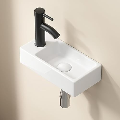 HPTHLY Lavabo Pequeño De Pared, Lavabo De Esquina, Lavabo De Esquina, Lavabo De Cerámica, Lavabo De Esquina, Fregadero Pequeño De Cerámica, para Interior Y Garaje, Un