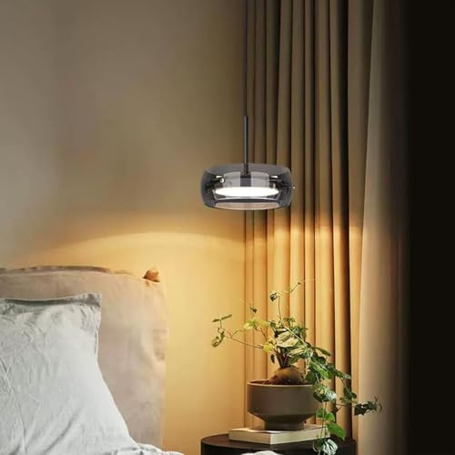 LED Pendelleuchte esstisch Dimmbar, Kristall Glas Hängelampe Esstischlampe, Linear Design Hängeleuchte Mit Fernbedienung höhenverstellbar Kronleuchter für Esszimmer Küche Büro Lampe (1Köpfe)