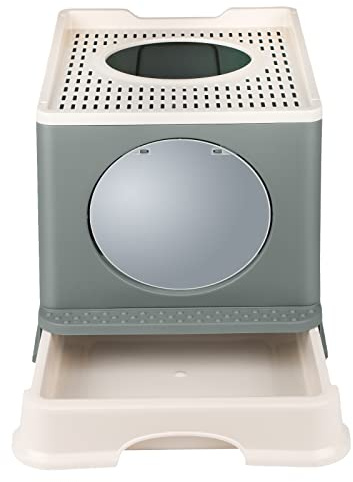 Belfoyer Bac à Litière pour Chat Fermé avec Pelle – Maison de Toilette pour Chats et Chatons, Anti-Odeurs, Nettoyage Facile, Grande Caisse de Litière avec Couvercle Amovible et Rebord Haut(WX83801)